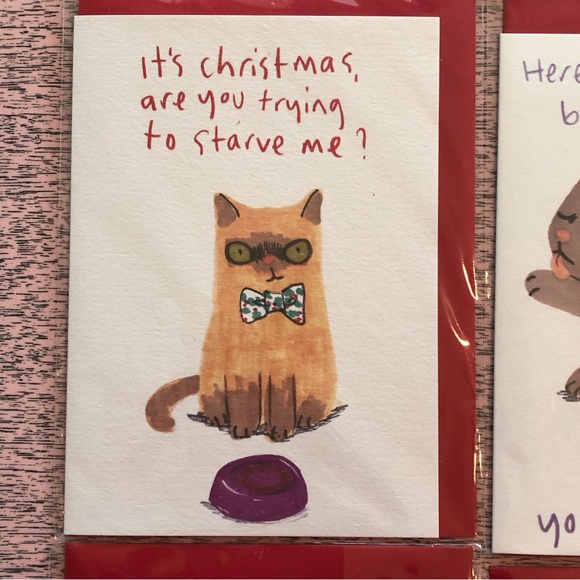 Cheeky Cat Christmas Cards - 8 - with envelopes - Jo Clark Design Christ… - Picture 5 of 12